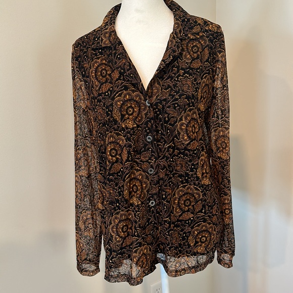 Jane and Delancey Brown Floral Blouse - Picture 1 of 7